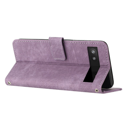 For Google Pixel 7a PU Leather Lines Imprinted Phone Case Wallet Stand Magnetic Flip Cover