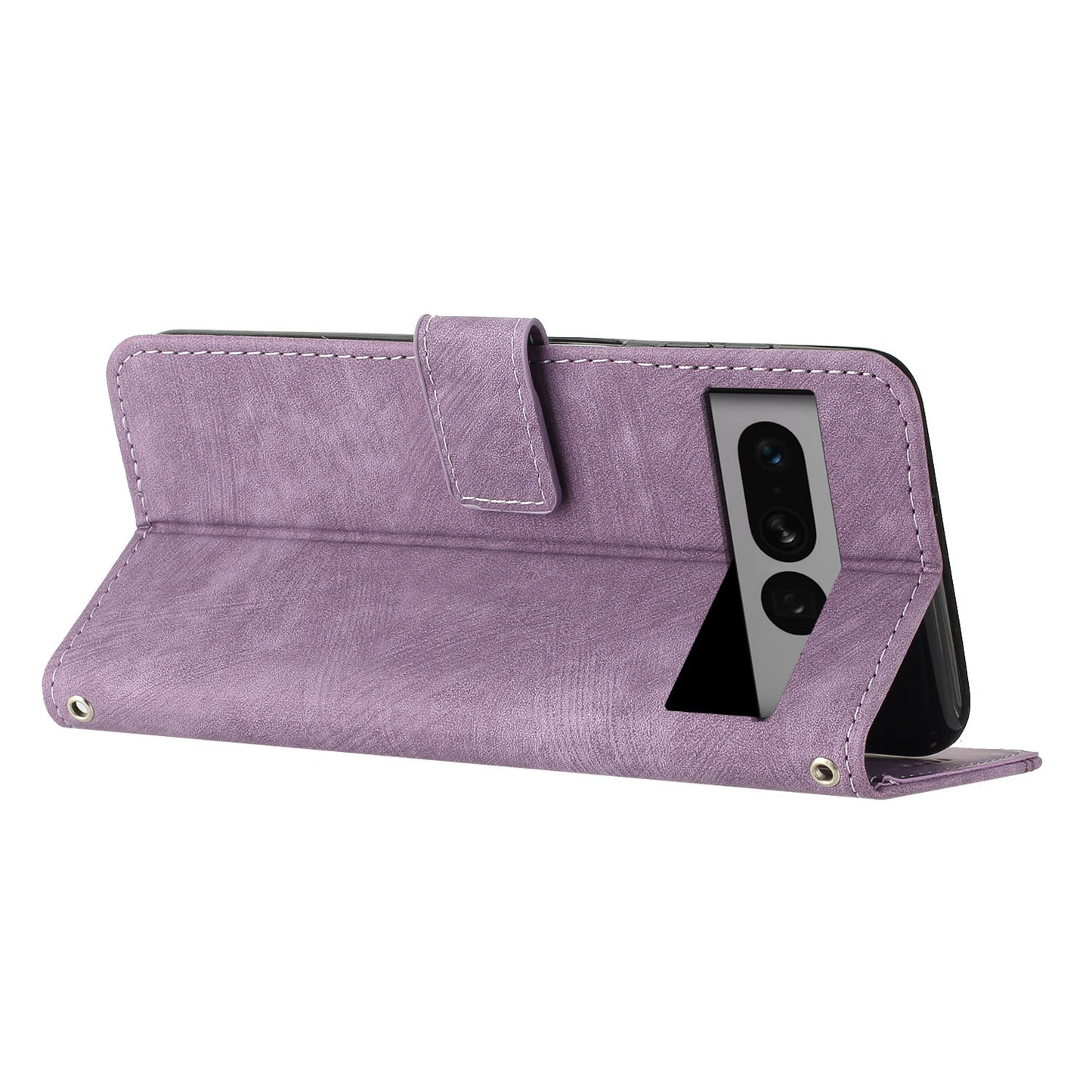 For Google Pixel 7 Pro 5G Skin-touch Phone Case Lines Imprint Leather Wallet Protective Cover with Stand