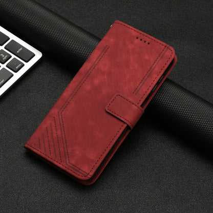 For Sony Xperia 10 IV 5G PU Leather Stand Phone Case Lines Imprint Wallet Cover with Short+Long Strap