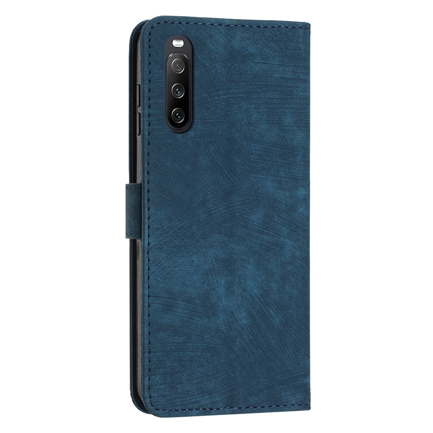 For Sony Xperia 10 IV 5G Full Protection Phone Case Lines Imprint Flip Stand Leather Wallet Cover
