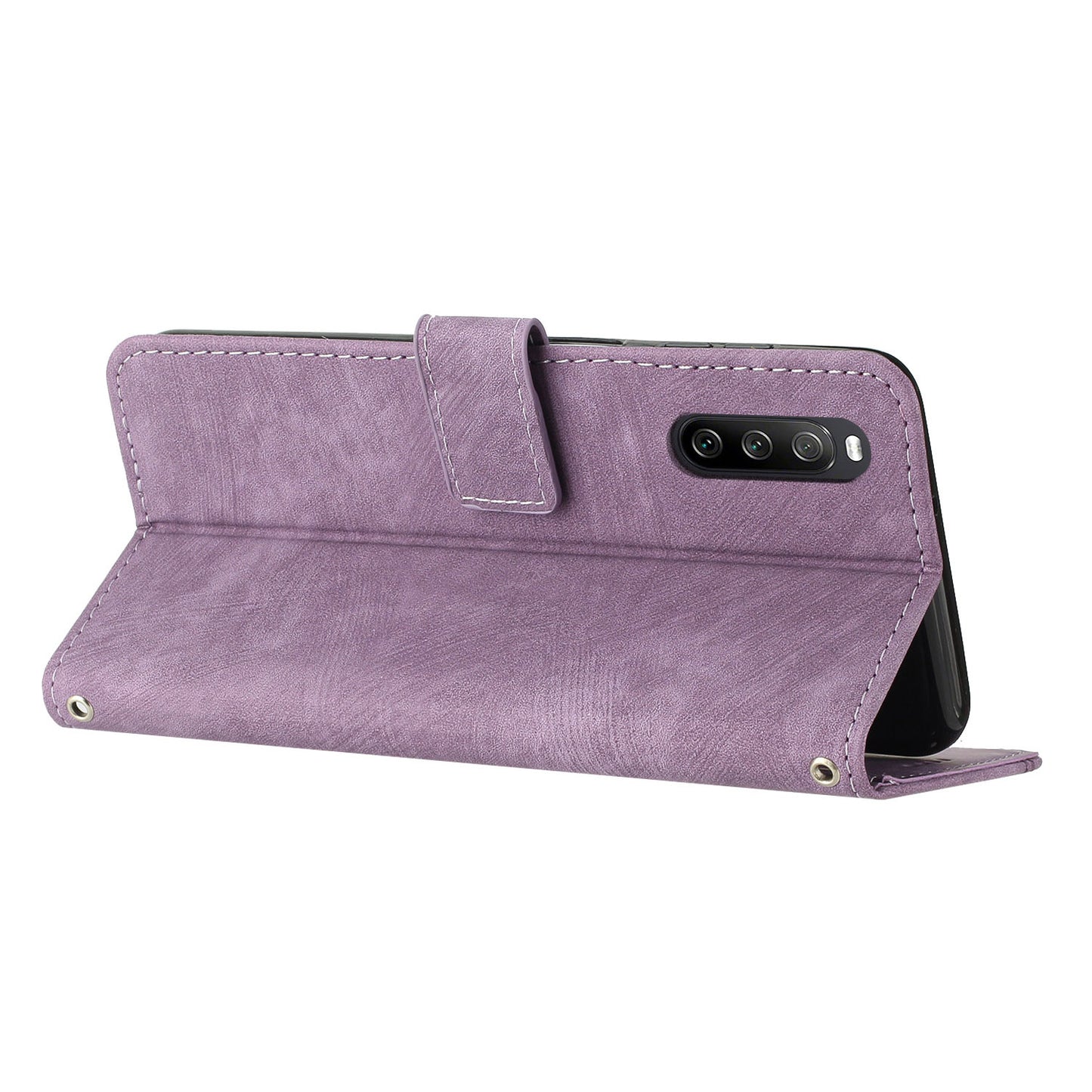 For Sony Xperia 10 IV 5G Full Protection Phone Case Lines Imprint Flip Stand Leather Wallet Cover