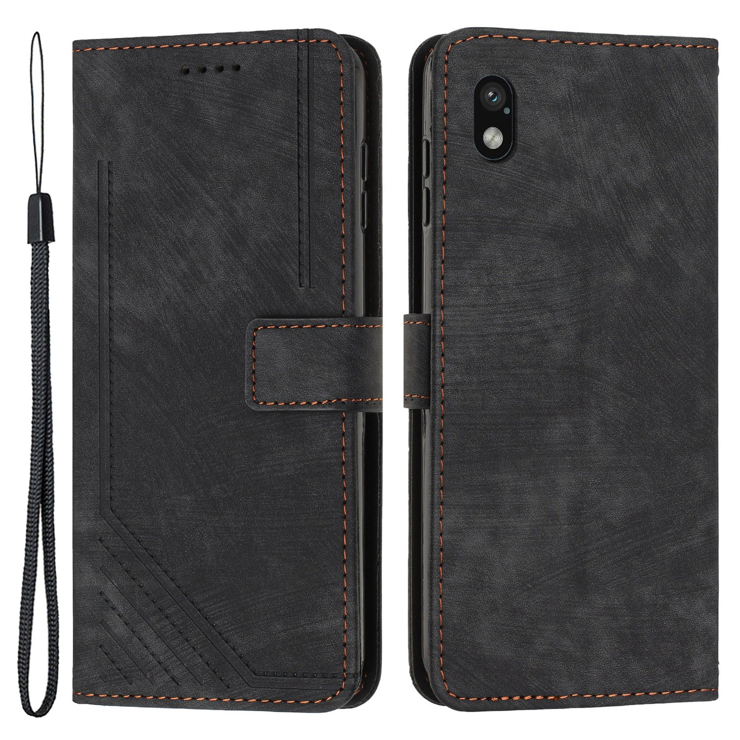 For Sony Xperia Ace III Skin-touch Leather Wallet Drop-proof Shell Lines Imprint Stand Phone Case
