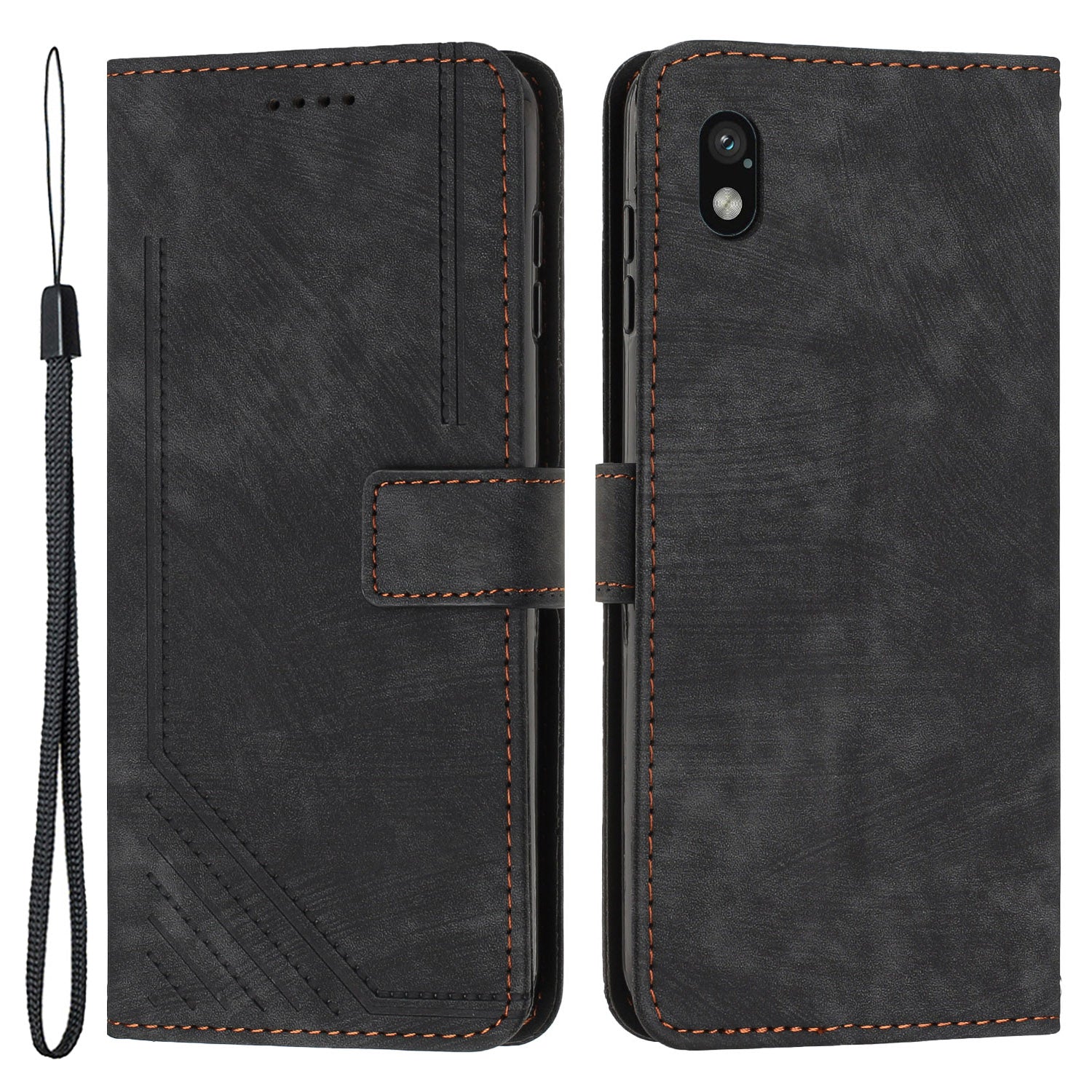 For Sony Xperia Ace III Skin-touch Leather Wallet Drop-proof Shell Lines Imprint Stand Phone Case