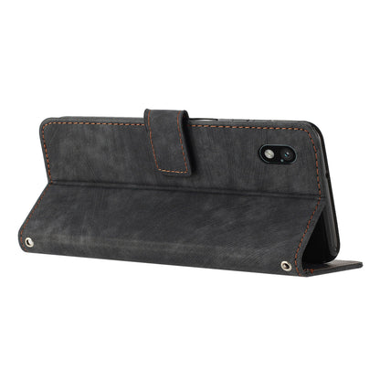 For Sony Xperia Ace III Skin-touch Leather Wallet Drop-proof Shell Lines Imprint Stand Phone Case