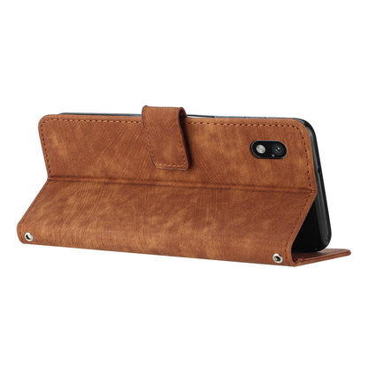 For Sony Xperia Ace III Skin-touch Leather Wallet Drop-proof Shell Lines Imprint Stand Phone Case