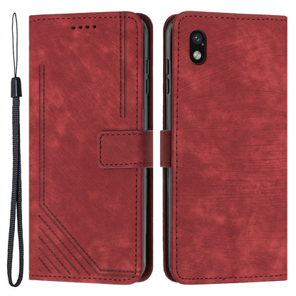 For Sony Xperia Ace III Skin-touch Leather Wallet Drop-proof Shell Lines Imprint Stand Phone Case