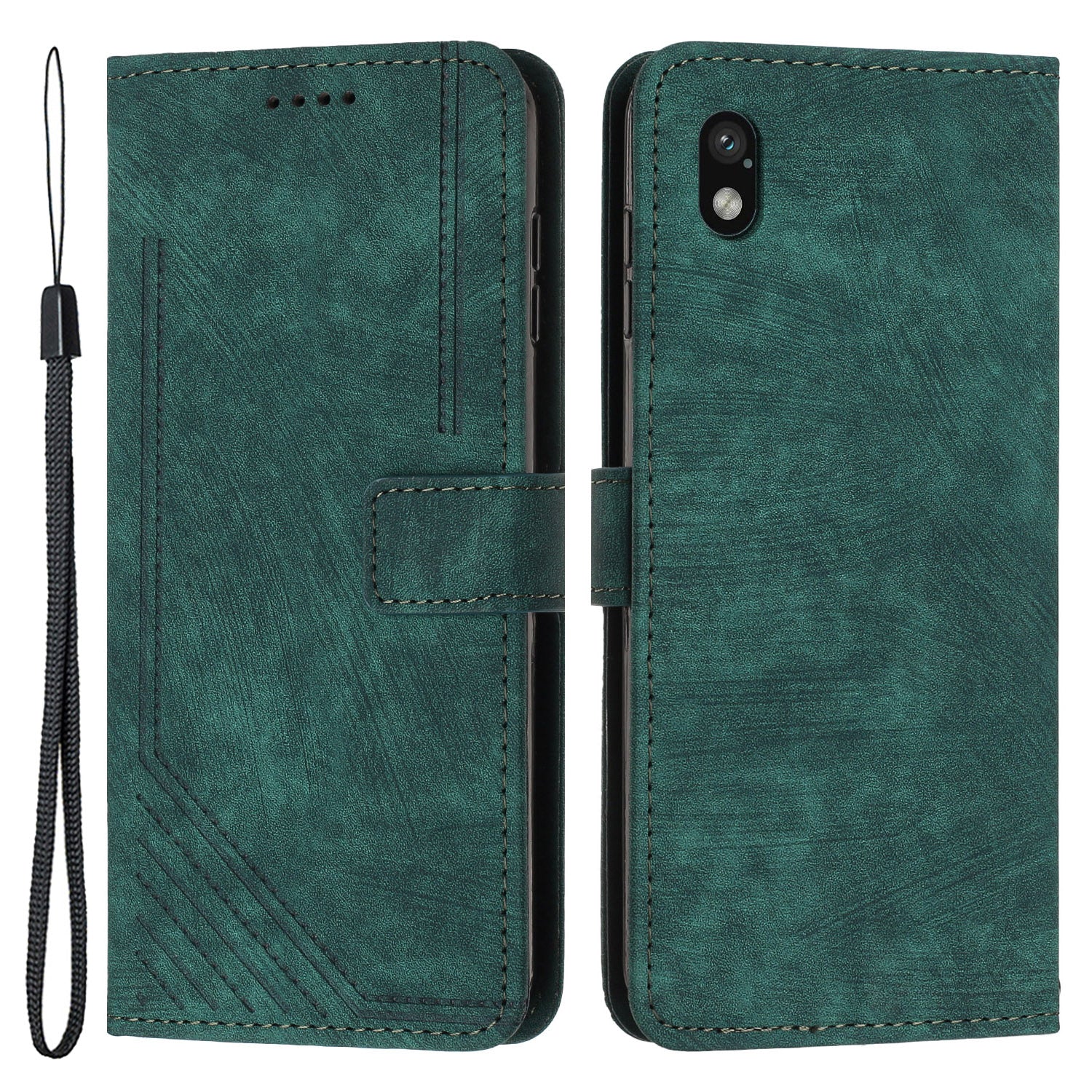 For Sony Xperia Ace III Skin-touch Leather Wallet Drop-proof Shell Lines Imprint Stand Phone Case