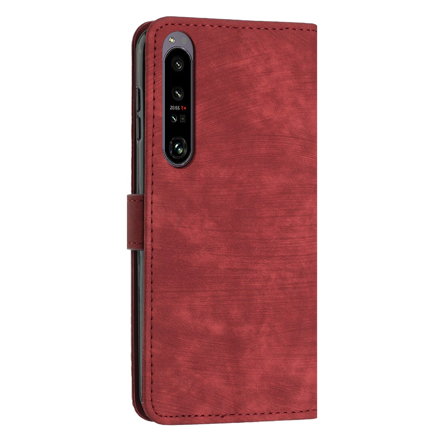 For Sony Xperia 1 V 2023 Lines Imprint Leather Wallet Anti-drop Shell Skin-touch Flip Stand Mobile Case