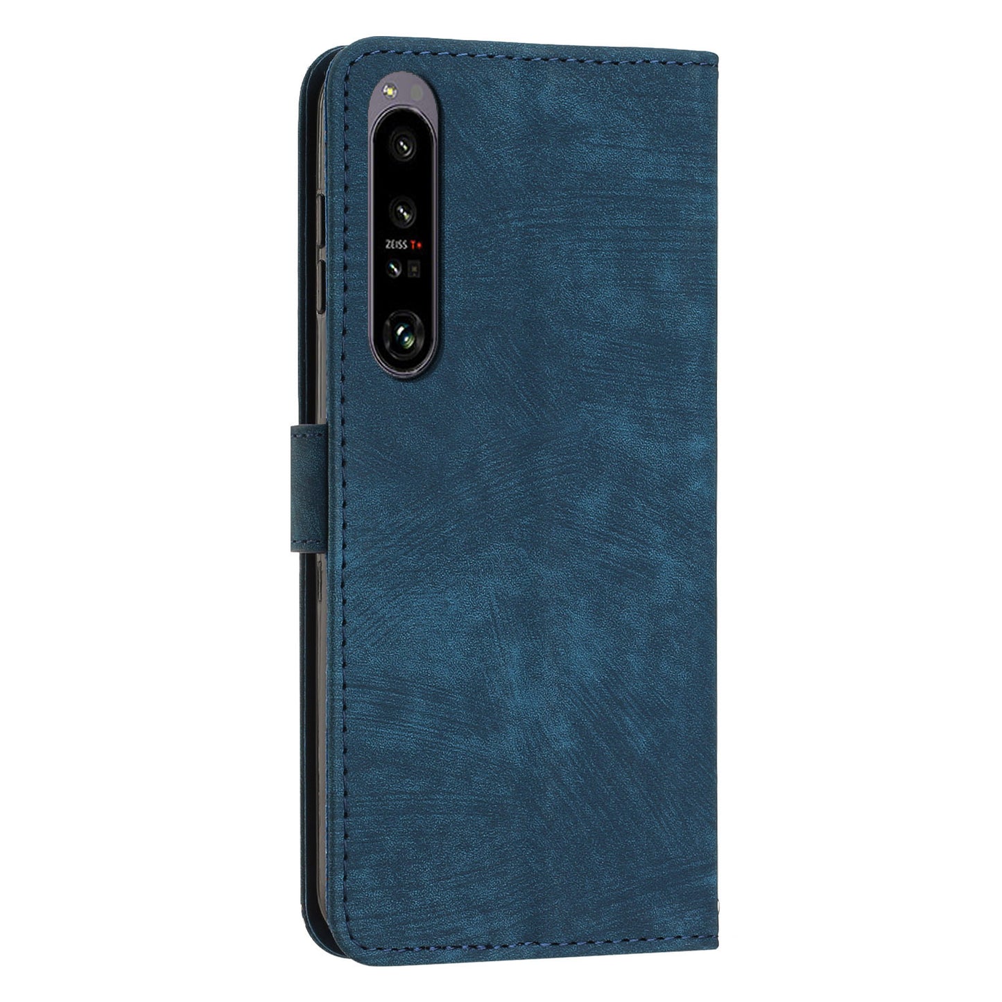 For Sony Xperia 1 V 2023 Lines Imprint Leather Wallet Anti-drop Shell Skin-touch Flip Stand Mobile Case