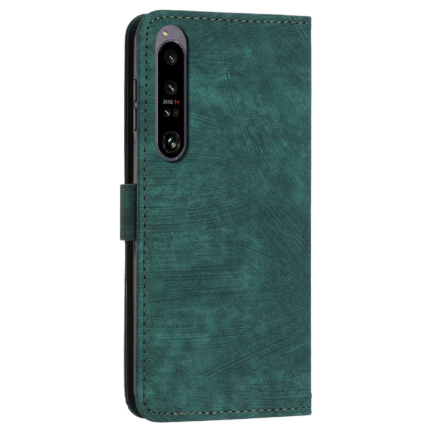 For Sony Xperia 1 V PU Leather Flip Protective Cover Lines Imprinted Stand Wallet Phone Case