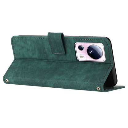 For Xiaomi 13 Lite / Civi 2 5G Wallet Case Skin-touch PU Leather Lines Imprinted Stand Flip Phone Cover