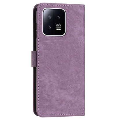 For Xiaomi 13 Pro 5G Skin-touch Wallet Phone Case PU Leather Stand Lines Imprinted Flip Cover