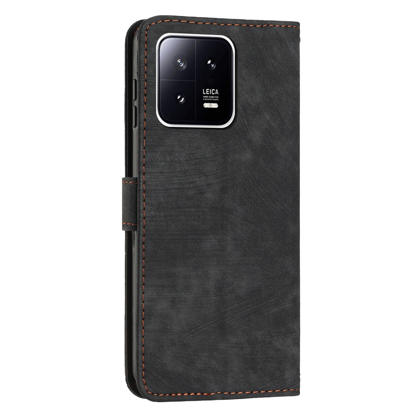 For Xiaomi 13 Pro 5G Lines Imprinted Phone Case Skin-touch Leather Wallet Stand Shockproof Cover