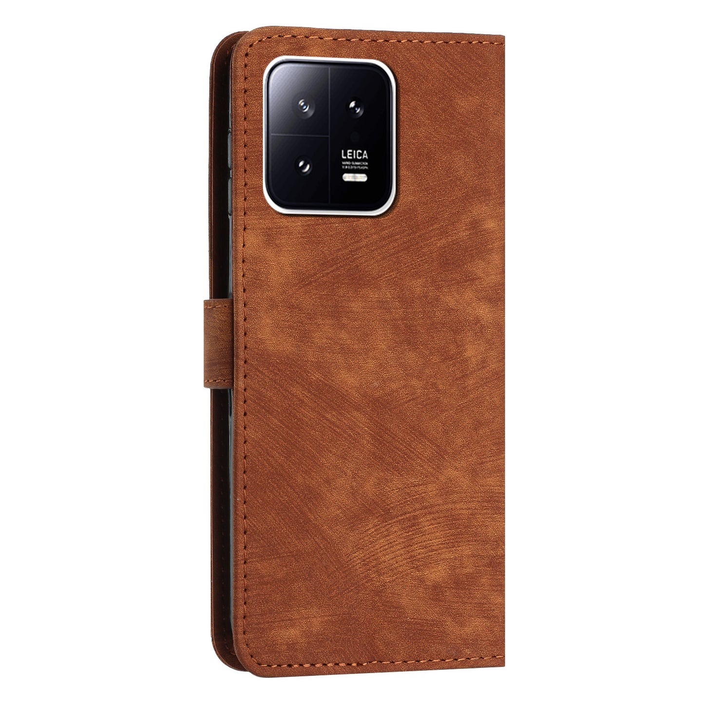 For Xiaomi 13 Pro 5G Lines Imprinted Phone Case Skin-touch Leather Wallet Stand Shockproof Cover