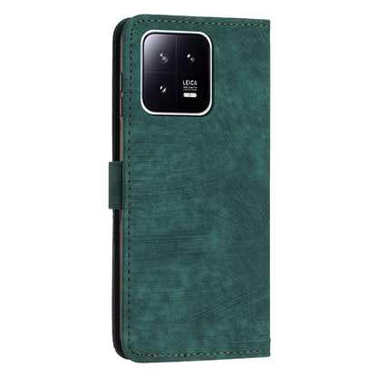 For Xiaomi 13 Pro 5G Lines Imprinted Phone Case Skin-touch Leather Wallet Stand Shockproof Cover
