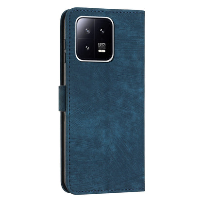For Xiaomi 13 Pro 5G Lines Imprinted Phone Case Skin-touch Leather Wallet Stand Shockproof Cover