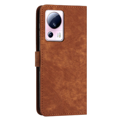 For Xiaomi 13 Lite / Civi 2 5G Skin-touch Leather Wallet Cover Lines Imprinted Flip Stand Phone Case