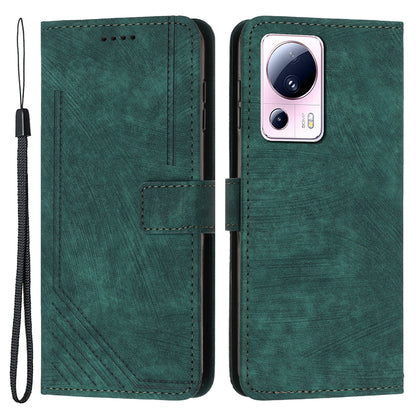For Xiaomi 13 Lite / Civi 2 5G Skin-touch Leather Wallet Cover Lines Imprinted Flip Stand Phone Case