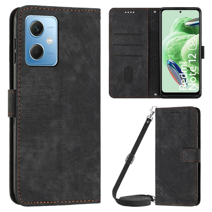 Leather Phone Case for Xiaomi Redmi Note 12 5G (China) / (India) / (Global) / Poco X5 5G , Stand Lines Imprinted Wallet Flip Cover