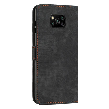 For Xiaomi Poco X3 NFC / X3 / X3 Pro Skin-touch Lines Imprinted Phone Case Flip Stand Leather Wallet Cover