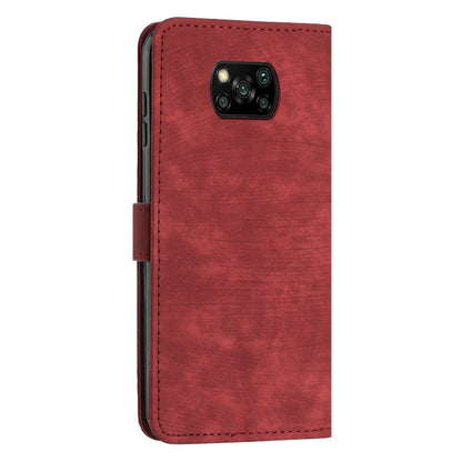 For Xiaomi Poco X3 NFC / X3 / X3 Pro Skin-touch Lines Imprinted Phone Case Flip Stand Leather Wallet Cover