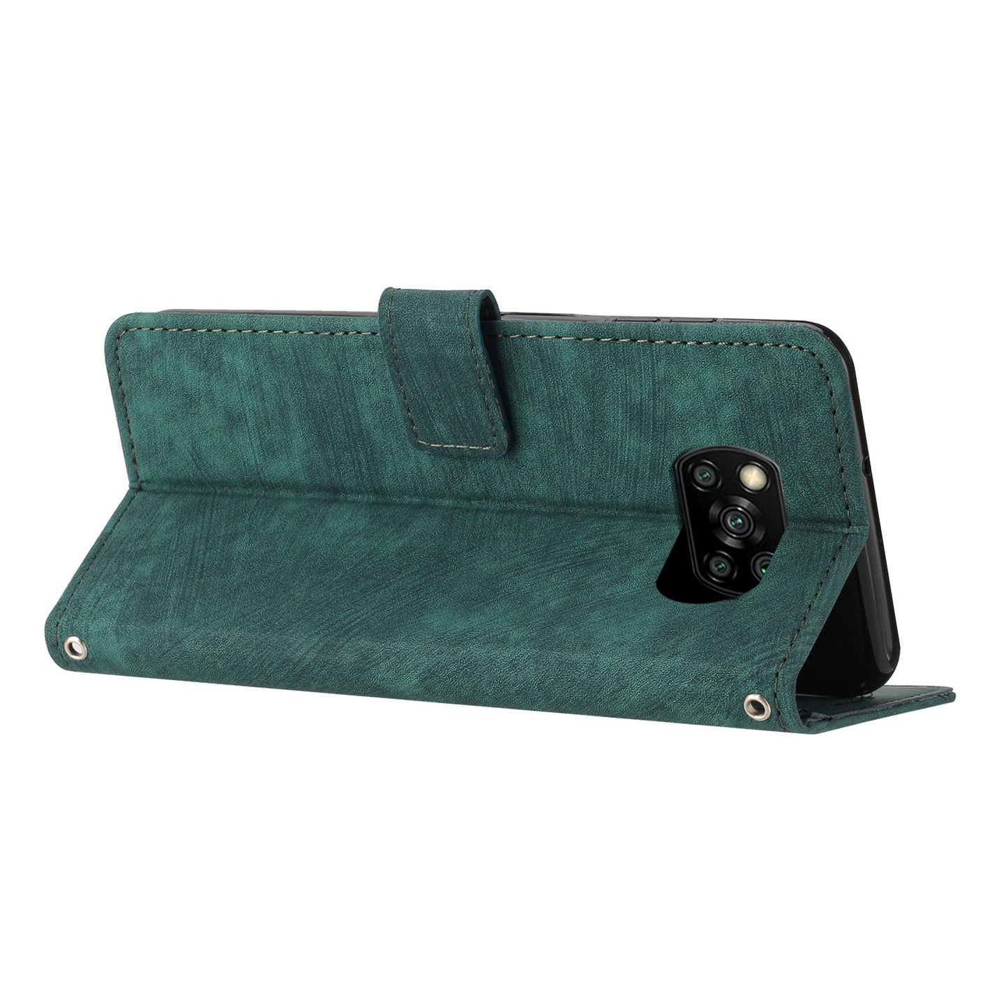 For Xiaomi Poco X3 NFC / X3 / X3 Pro Skin-touch Lines Imprinted Phone Case Flip Stand Leather Wallet Cover