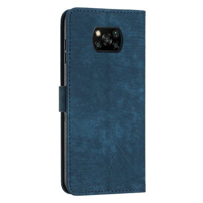For Xiaomi Poco X3 NFC / X3 / X3 Pro Skin-touch Lines Imprinted Phone Case Flip Stand Leather Wallet Cover