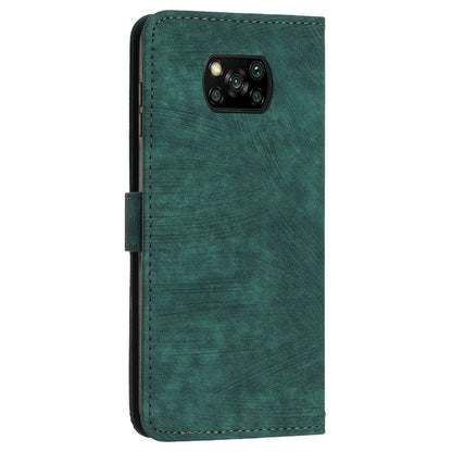 Wallet Phone Case for Xiaomi Poco X3 / X3 NFC / X3 Pro , PU Leather Lines Imprinted Flip Stand Phone Cover