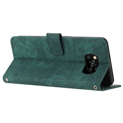 Wallet Phone Case for Xiaomi Poco X3 / X3 NFC / X3 Pro , PU Leather Lines Imprinted Flip Stand Phone Cover