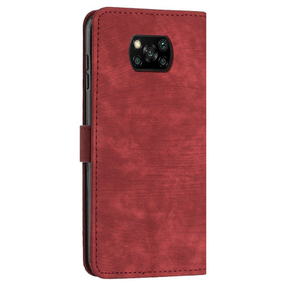 Wallet Phone Case for Xiaomi Poco X3 / X3 NFC / X3 Pro , PU Leather Lines Imprinted Flip Stand Phone Cover