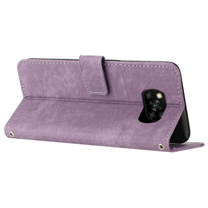 Wallet Phone Case for Xiaomi Poco X3 / X3 NFC / X3 Pro , PU Leather Lines Imprinted Flip Stand Phone Cover