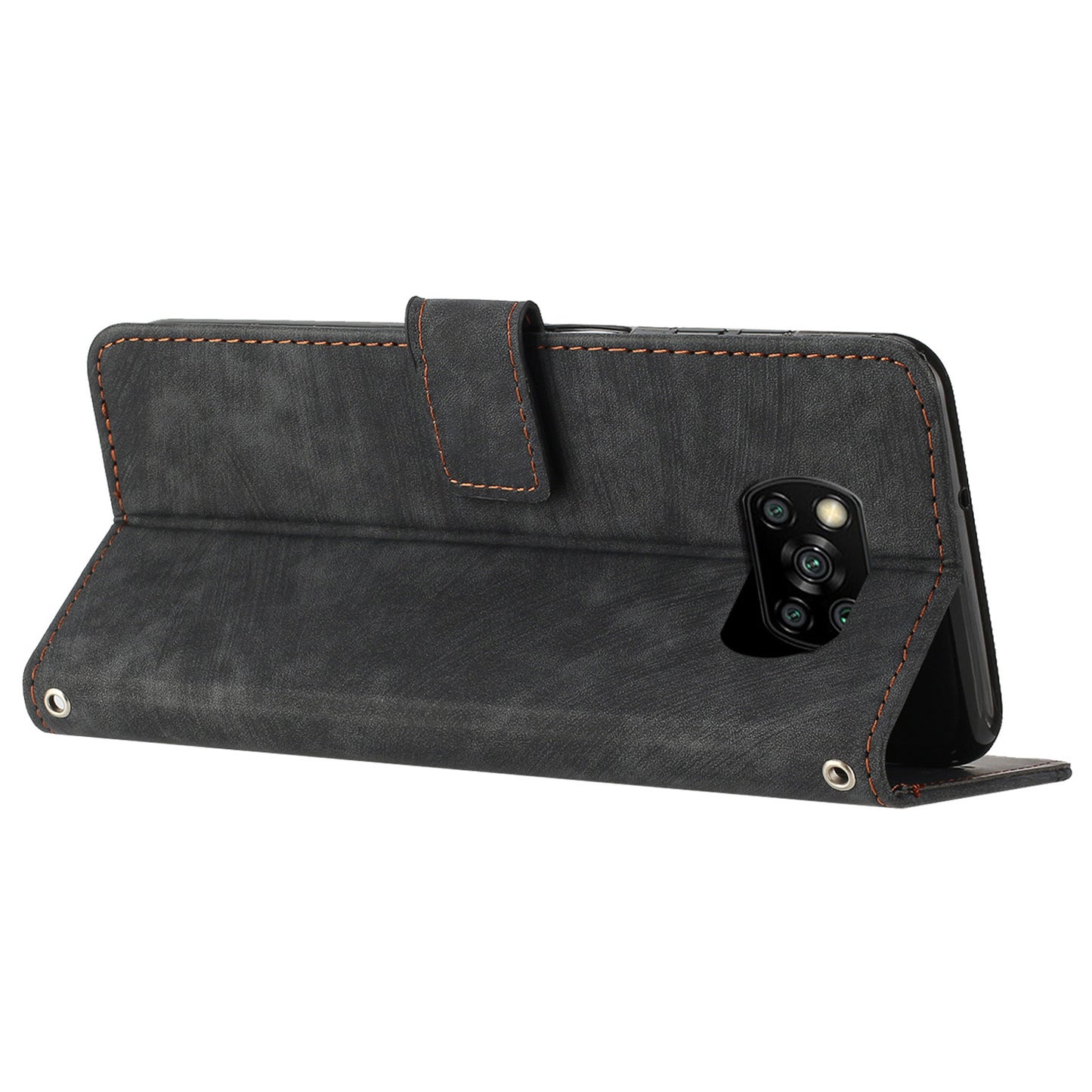 Wallet Phone Case for Xiaomi Poco X3 / X3 NFC / X3 Pro , PU Leather Lines Imprinted Flip Stand Phone Cover