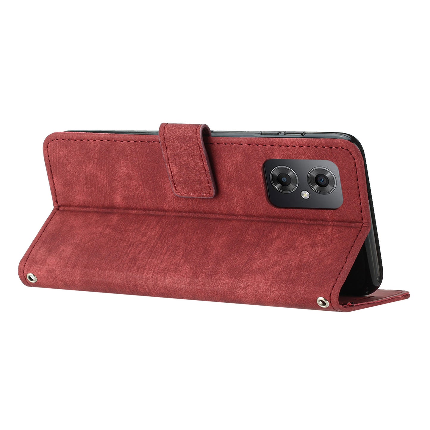 For Xiaomi Poco M4 5G / M5 4G Leather Wallet Anti-drop Cover Skin-touch Lines Imprinted Flip Stand Phone Case