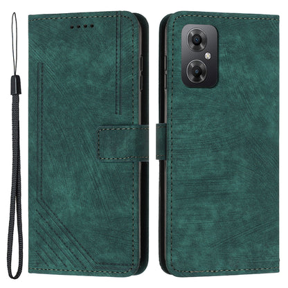 For Xiaomi Poco M4 5G / M5 4G Leather Wallet Anti-drop Cover Skin-touch Lines Imprinted Flip Stand Phone Case
