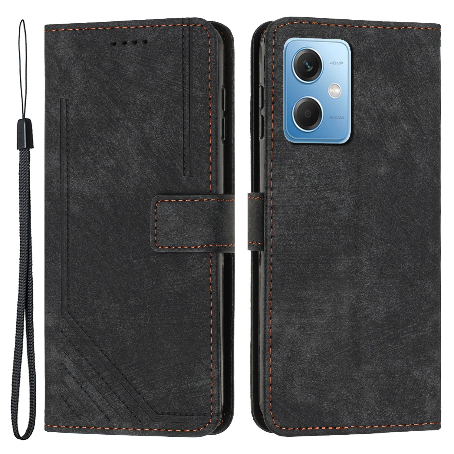 For Xiaomi Poco X5 5G / Redmi Note 12 5G (China) / (Global) / (India) Lines Imprinted Leather Wallet Cover Skin-touch Phone Case with Stand