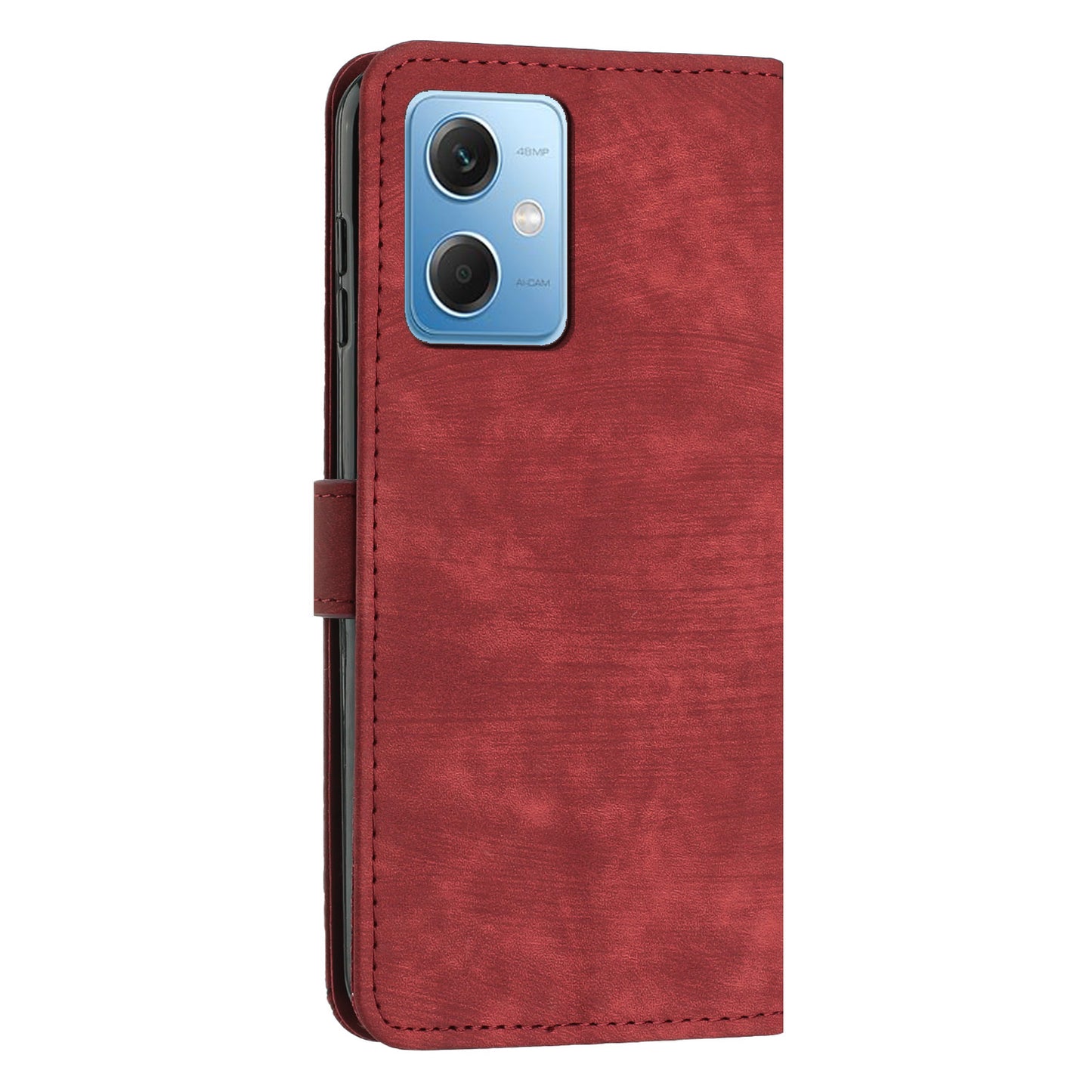 For Xiaomi Poco X5 5G / Redmi Note 12 5G (China) / (Global) / (India) Lines Imprinted Leather Wallet Cover Skin-touch Phone Case with Stand