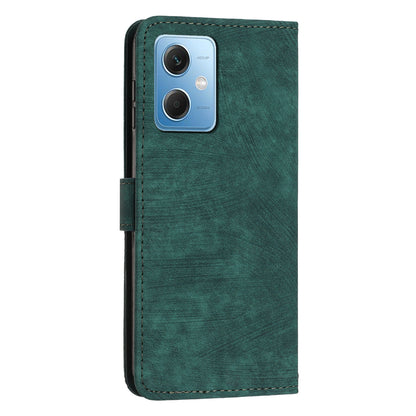 For Xiaomi Poco X5 5G / Redmi Note 12 5G (China) / (Global) / (India) Lines Imprinted Leather Wallet Cover Skin-touch Phone Case with Stand