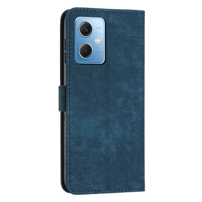 For Xiaomi Poco X5 5G / Redmi Note 12 5G (China) / (Global) / (India) Lines Imprinted Leather Wallet Cover Skin-touch Phone Case with Stand