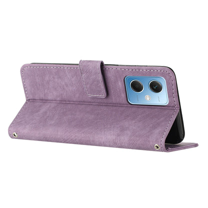 For Xiaomi Poco X5 5G / Redmi Note 12 5G (China) / (Global) / (India) Lines Imprinted Leather Wallet Cover Skin-touch Phone Case with Stand