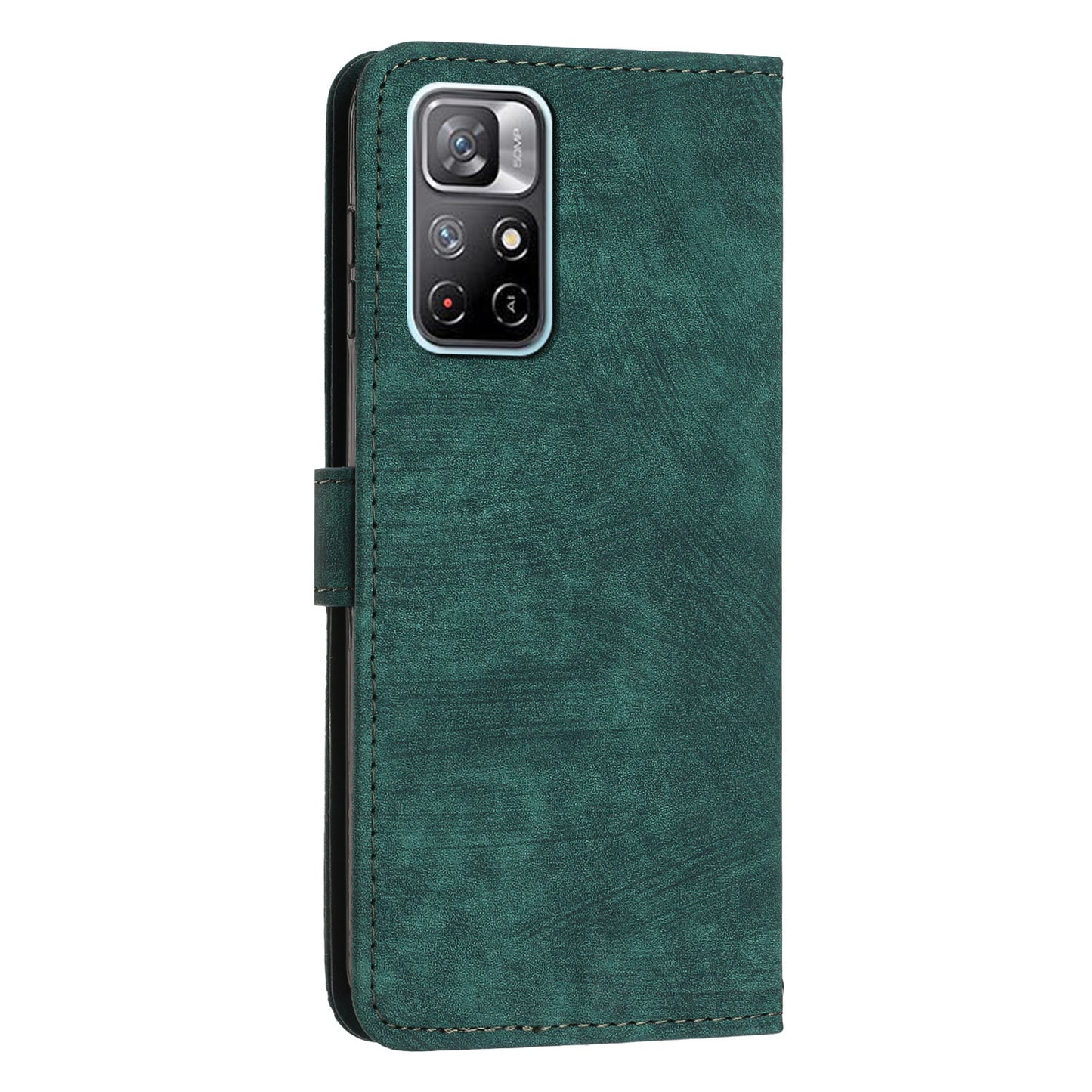 For Xiaomi Poco M4 Pro 5G / Redmi Note 11 5G (China) (MediaTek) / Note 11S 5G / Note 11T 5G Leather Wallet Stand Cover Lines Imprint Phone Case