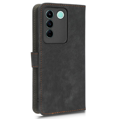 For vivo S16e 5G / V27e 4G PU Leather Phone Case Stand RFID Blocking Flip Wallet Cover with Strap
