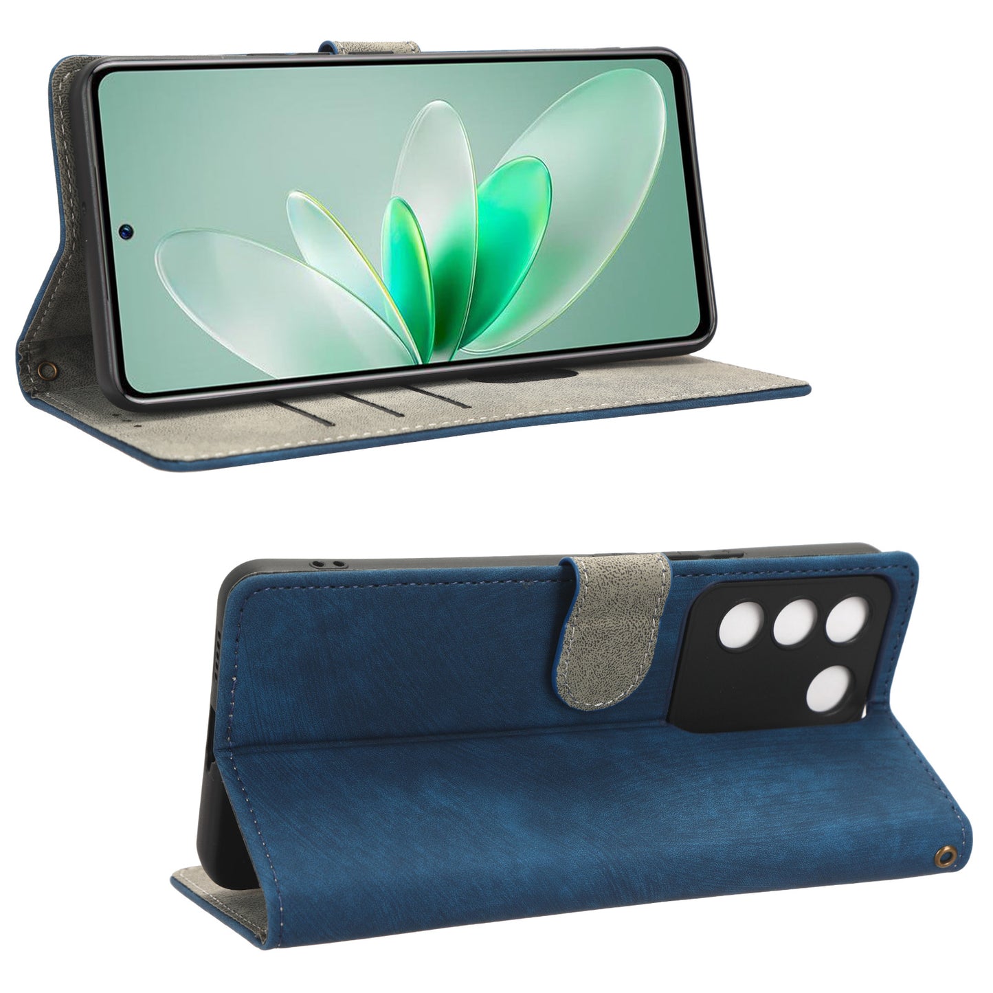 For vivo S16e 5G / V27e 4G PU Leather Phone Case Stand RFID Blocking Flip Wallet Cover with Strap