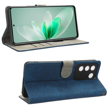 For vivo S16e 5G / V27e 4G PU Leather Phone Case Stand RFID Blocking Flip Wallet Cover with Strap