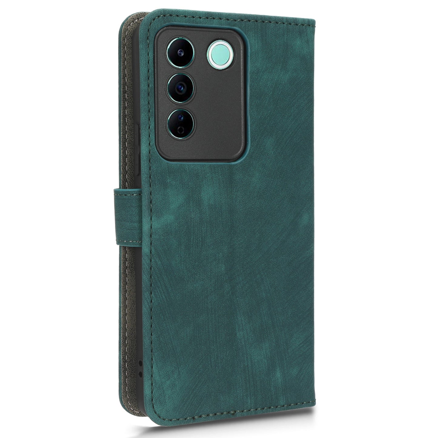 For vivo S16e 5G / V27e 4G PU Leather Phone Case Stand RFID Blocking Flip Wallet Cover with Strap