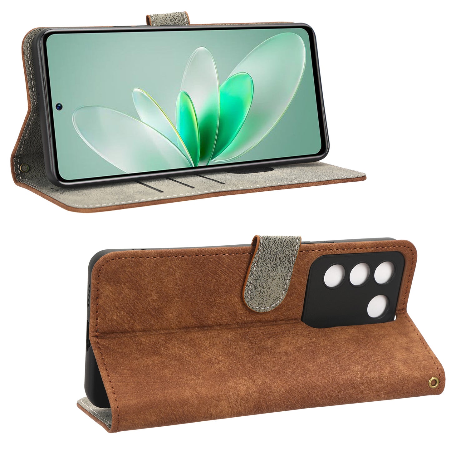 For vivo S16e 5G / V27e 4G PU Leather Phone Case Stand RFID Blocking Flip Wallet Cover with Strap