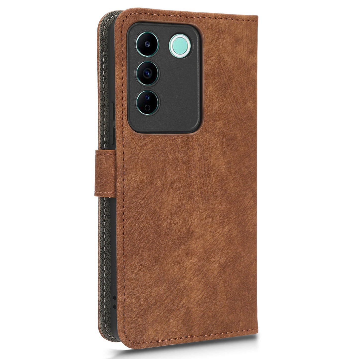 For vivo S16e 5G / V27e 4G PU Leather Phone Case Stand RFID Blocking Flip Wallet Cover with Strap