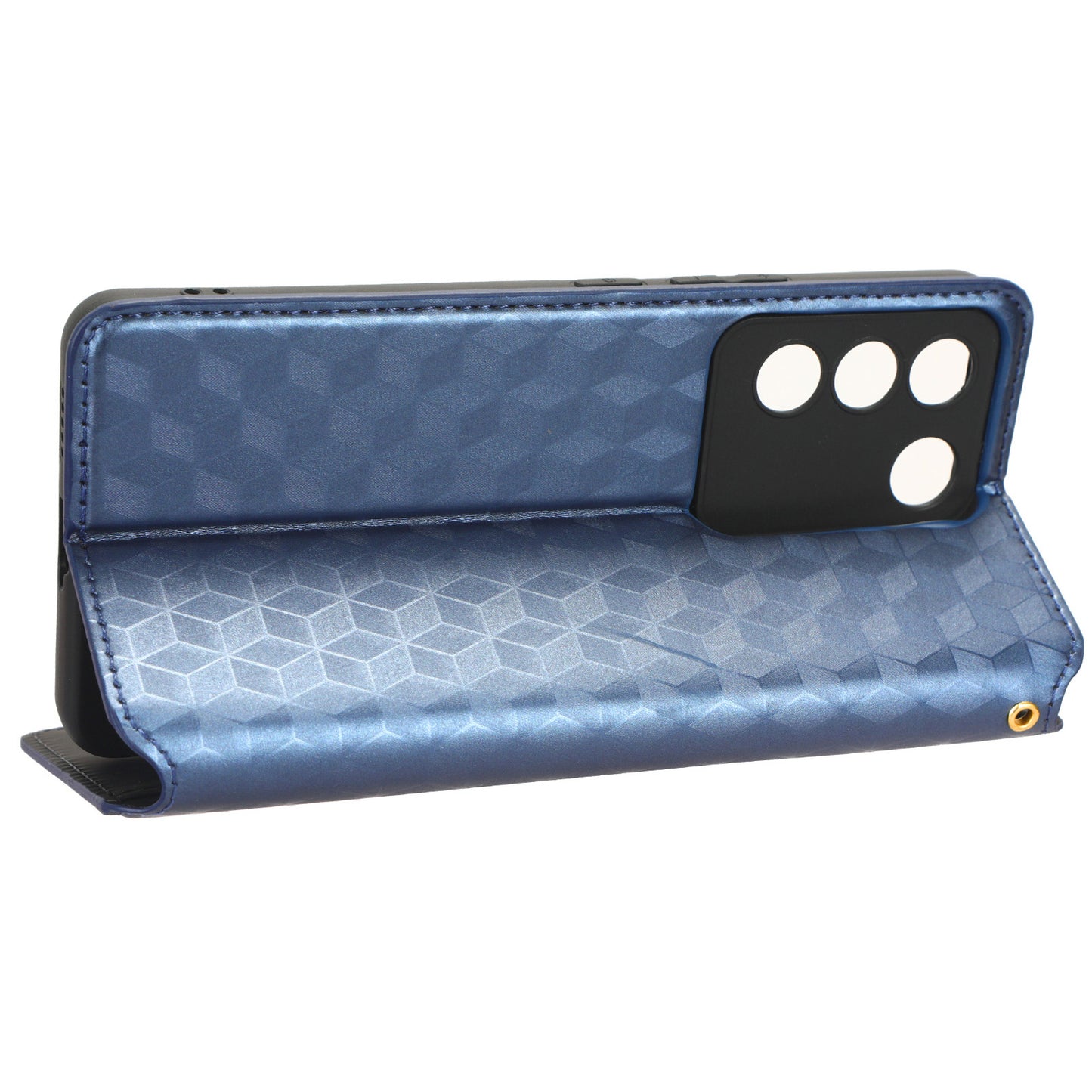 For vivo S16e 5G / V27e 4G PU Leather Phone Case Rhombus Pattern Imprinted Stand Wallet Flip Cover