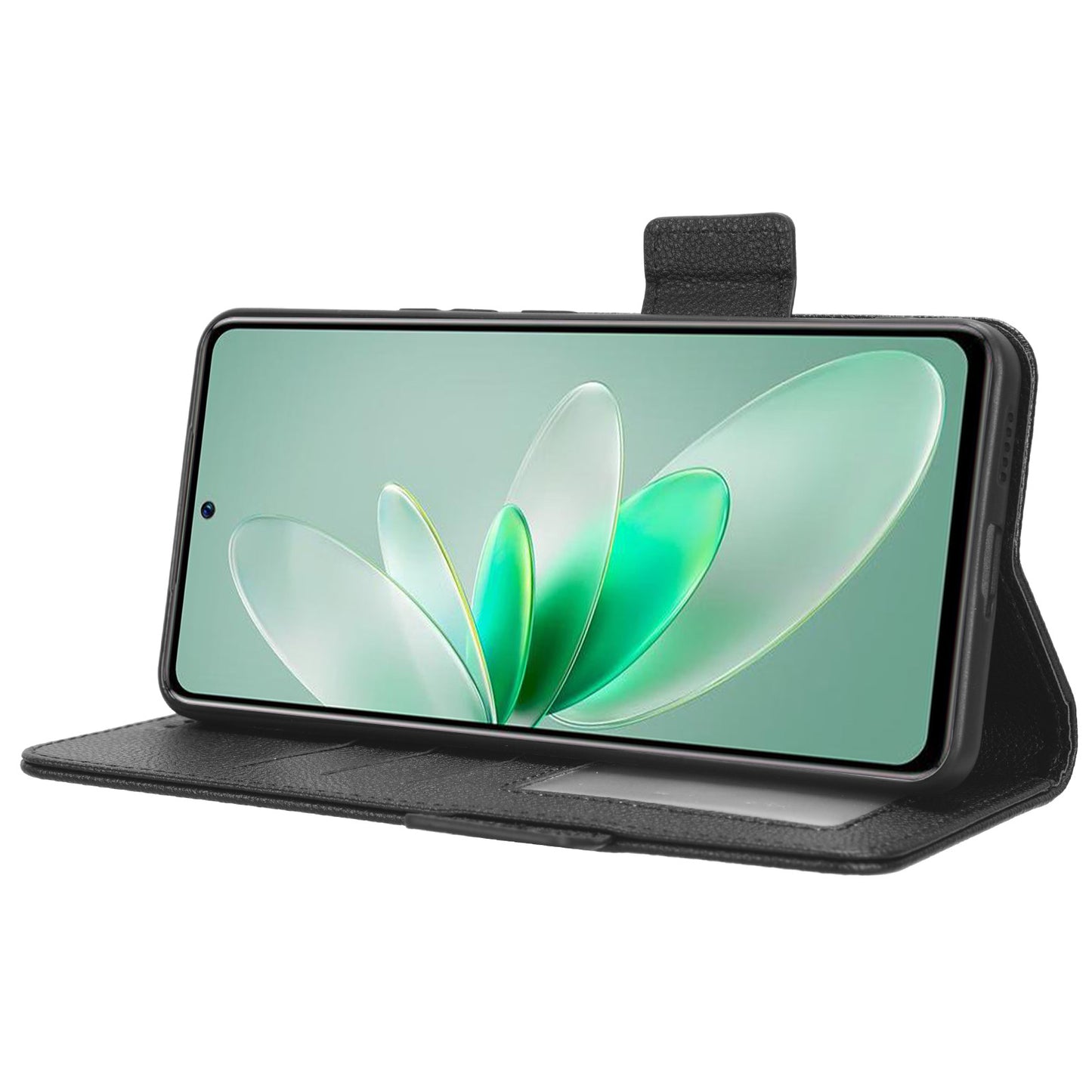 For vivo S16e 5G / V27e 4G Wallet Flip Case PU Leather Litchi Texture Stand Phone Cover with Strap