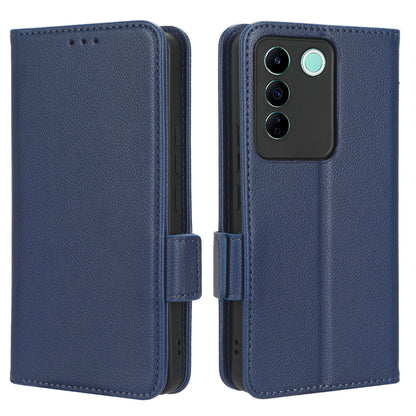 For vivo S16e 5G / V27e 4G Wallet Flip Case PU Leather Litchi Texture Stand Phone Cover with Strap