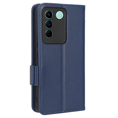 For vivo S16e 5G / V27e 4G Wallet Flip Case PU Leather Litchi Texture Stand Phone Cover with Strap